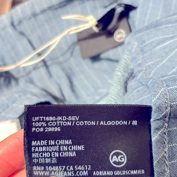 NWT AG Adriano Goldschmied Pentra Indigo Denim Pants Belted Seven Jean Size 26 - Picture 4 of 5